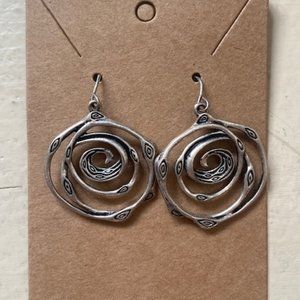 Womens Silver Circle Decorative Earrings